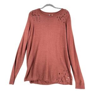 G By Guess Red Long‎ Sleeve Crew Neck Cutout Details Pullover Sweater Size XL
